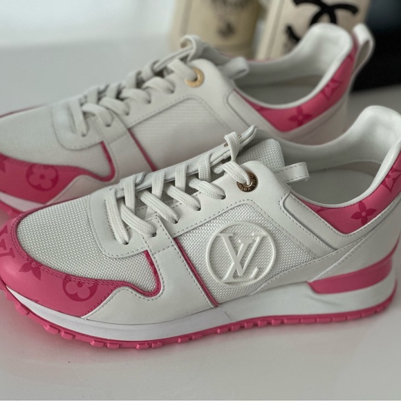 Louis Vuitton White and Pink runaway hidden wedge Luxury Sneakers 37.5 - Picture 3 of 8